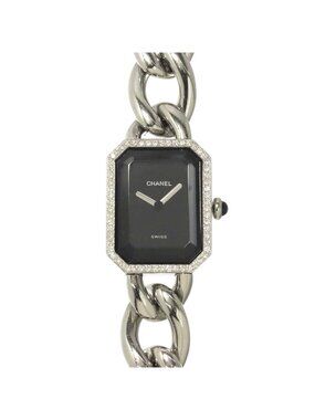 Chanel Premiere M Diamond Bezel Watch Black Quartz